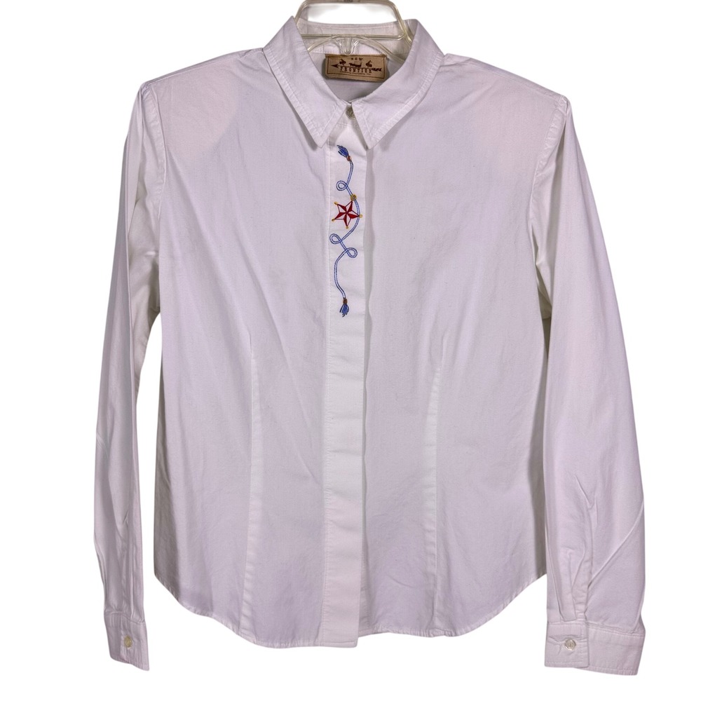 New Frontier Clothing Company White Western Star Embroidered Button Up Shirt M/L